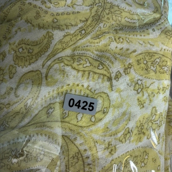 Yellow Paisley Ruffle Romantic Sheer Lucky Brand Long Sleeve Blouse Size XS - Picture 9 of 9